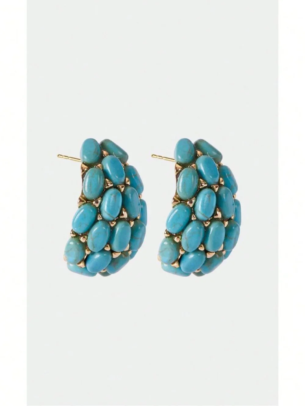 Peacock Blue Casual Women's Golden Stud Earrings